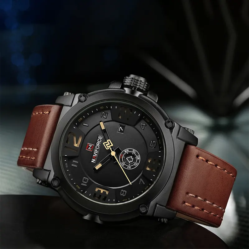 Naviforce Japan Quartz Dual-time Black Dial Men's Watch- NF9099